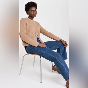 Alex Mill Paris Sweater Jacket Camel Womens Large Cashmere blend Cardigan Preppy